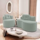 Ver imagem 2 de Kit Sofá e Poltrona Orgânica Living Bob com Almofadas Bouclê Verde Menta - Desk Design