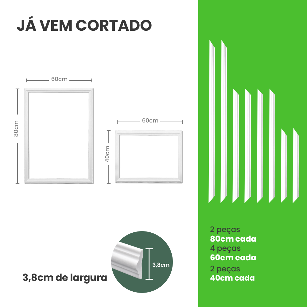 Roda Meio Boiserie Adesivo Kit Dupla Cortado 60x40 60x80