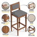 Ver imagem 4 de Kit 04 Banquetas Altas Lenna Madeira Maciça Estofado Linho Cinza Abmaza