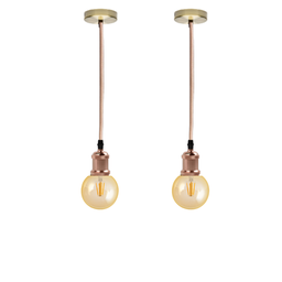 Kit 2 Luminárias Pendente Retro Vintage De Metal Com Lâmpada Formato Globo Com Filamento Led G95 Cor - 3