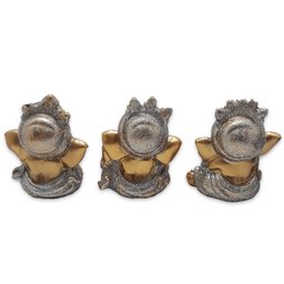 Trio Ganesha da Sabedoria Enfeite Ganesha Gold Brilho 8 cm - 3