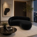 Ver imagem 3 de Sofá Zah 210 cm 3 Lugares Luxo Orgânico Curvo Bouclé Premium:Veludo Preto