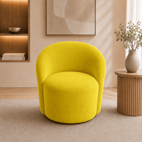 Poltrona Decorativa Yara Base Giratória Suede Sala Estar Quarto Recepção Confortável