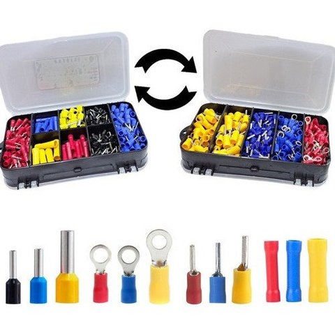 500un Kit Terminais Elétricos Ilhós Olhal Pino Luva Caixa