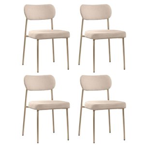 Kit 4 Cadeiras Sala de Jantar Tecido Bouclê Design Aço Carbono Lavinia