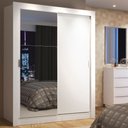Ver imagem 1 de Guarda-Roupa Solteiro Madesa Denver 2 Portas de Correr com Espelho Branco Cor:Branco
