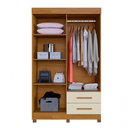 Ver imagem 2 de Guarda Roupa Solteiro com Espelho 4 Portas 2 Gavetas com Pés 114cm Copacabana Cinamomo/Off White - Benetil