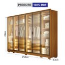 Ver imagem 3 de Guarda-Roupa Casal 6 Portas Reflectas com LED 6 Gavetas em MDF Solare Marrom/Cinamomo