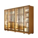 Ver imagem 2 de Guarda-Roupa Casal 6 Portas Reflectas com LED 6 Gavetas em MDF Solare Marrom/Cinamomo