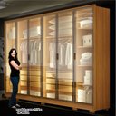 Ver imagem 4 de Guarda-Roupa Casal 6 Portas Reflectas com LED 6 Gavetas em MDF Solare Marrom/Cinamomo