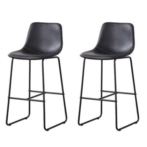 Kit 2 Banquetas Oxford Verner Fratini 100 Cm (altura) Poliuretano (pu) Preto Base em Aço Preto
