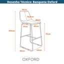 Ver imagem 6 de Kit 2 Banquetas Oxford Verner Fratini 100 Cm (altura) Poliuretano (pu) Preto Base em Aço Preto