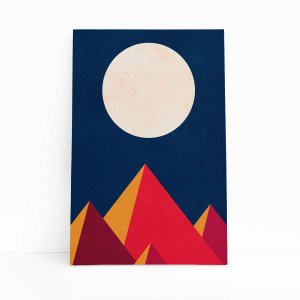 Noite Montanha Minimalista Colorido Quadro Canvas 120x80cm
