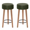 Ver imagem 1 de Kit 02 Banquetas Cozinha Paris Estofada D-33 Pés de Madeira Rosqueáveis Corano Verde - Desk