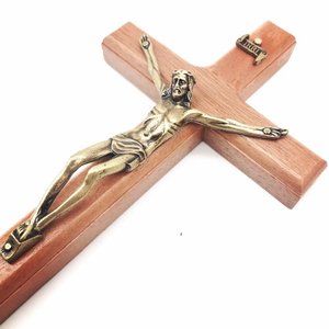 Crucifixo De Parede Madeira Metal Dourado Tradicional 19 Cm Armazém Católico 949