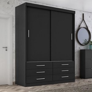 Guarda Roupa Solteiro Capri 2 Portas Correr 6 Gavetas