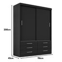 Ver imagem 4 de Guarda-Roupa Solteiro 2 Portas Correr 6 Gavetas Capri