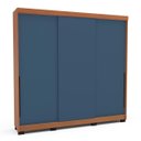 Ver imagem 2 de Roupeiro Madri 3 Portas de Correr 4 Gavetas 217x213cm Azul/Freijó 250704