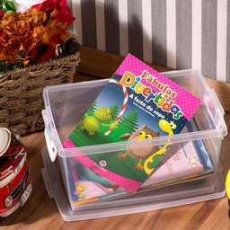 Kit 4 Caixas Organizadora 4l com Travas e Alças Laterais Bel Ordene Escola Casa Closet  - 2