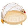 Cesto Porta Pão Bolo Frutas Cobertura Retrátil Redondo Bambu 30 Cm - 1
