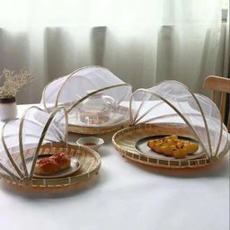 Cesto Porta Pão Bolo Frutas Cobertura Retrátil Redondo Bambu 30 Cm - 5