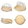 Cesto Porta Pão Bolo Frutas Cobertura Retrátil Redondo Bambu 30 Cm - 3