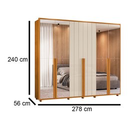 Guarda-roupa Casal Volpi Ripado 6 Portas 6 Gavetas 4 Portas C/ Espelho - 7 Decor Cinamomo e Off Whit - 4