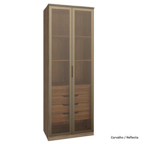 Guarda Roupa Modulado 02 Portas de Vidro 234cm com Colmeia Setiba