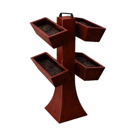 Kit 4 Vaso Planta Horta Grande Jardineira 50cm Floreira com Suporte Polietileno