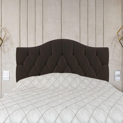 Cabeceira Box Queen Almofadada Capitonê Provençal Suede Marrom 160 X 120 Cm Rbl