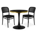 Ver imagem 1 de Conjunto Mesa de Jantar Redonda Majestic 70cm Preta com 2 Cadeiras Roma - All Black