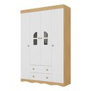 Ver imagem 2 de Guarda-roupa Infantil 122cm com Vidro 4 Portas e 2 Gavetas Liz Multimóveis Mp4514 Madeirado/branco