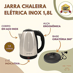 Jarra Bule Chaleira Eletrica Inox 1,8 Lts Agua Segura Ferve Rapido Economica Desligamento Automatico - 2
