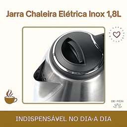 Jarra Bule Chaleira Eletrica Inox 1,8 Lts Agua Segura Ferve Rapido Economica Desligamento Automatico - 6