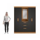 Ver mais imagens de Guarda-roupa 4 Portas de Bater com Espelho Kappesberg Canela/preto Fosco 160cm