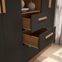 Ver imagem 6 de Guarda-roupa 4 Portas de Bater com Espelho Kappesberg Canela/preto Fosco 160cm