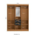 Ver imagem 3 de Guarda-roupa 4 Portas de Bater com Espelho Kappesberg Canela/preto Fosco 160cm