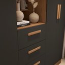 Ver imagem 7 de Guarda-roupa 4 Portas de Bater com Espelho Kappesberg Canela/preto Fosco 160cm