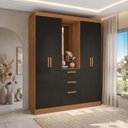 Ver imagem 1 de Guarda-roupa 4 Portas de Bater com Espelho Kappesberg Canela/preto Fosco 160cm
