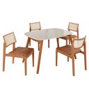 Ver imagem 2 de Sala de Jantar Mesa 110x76cm Tampo em MDF com Vidro 4 Cadeiras em Couríssimo Ceci Yescasa Marrom/Mar
