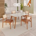 Ver imagem 1 de Sala de Jantar Mesa 110x76cm Tampo em MDF com Vidro 4 Cadeiras em Couríssimo Ceci Yescasa Marrom/Mar