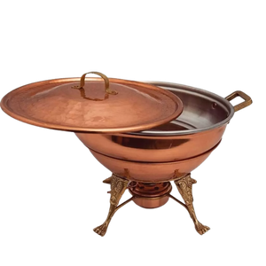 Rechaud Fogareiro Redondo e Panela em Cobre Banho Maria 8L