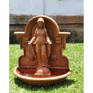 CHAFARIZ DE PAREDE NOSSA SENHORA DAS GRAÇAS FONTE PRONTO ARTES DECORAÇÃO DE JARDIM