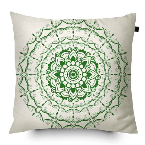 Almofada Estampada Mandala 40x40cm Provence Verde - Capa com enchimento