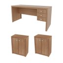 Ver imagem 1 de Conjunto P/ Escritório 3 Pçs Mesa/balcão Amêndoa Tecnomobili