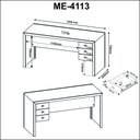 Ver imagem 5 de Conjunto P/ Escritório 3 Pçs Mesa/balcão Amêndoa Tecnomobili