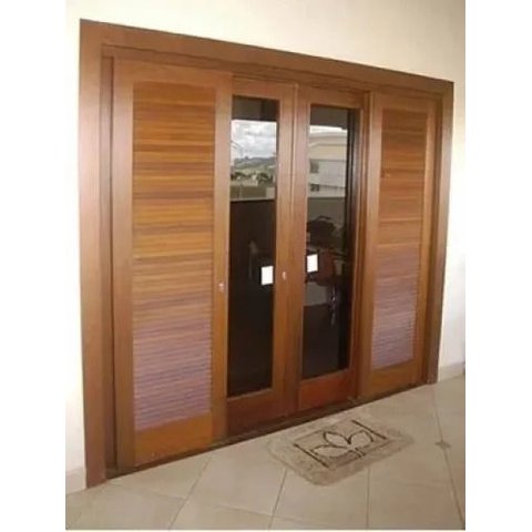 Porta Balcão de Madeira Maciça 214x200 Cx.14 com Fechadura 6folhas