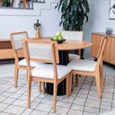 Ver imagem 1 de Kit Mesa de Jantar Redonda 4 Cadeiras Encosto Tela 100% Mdf Preto Cesare Claro Dalla Costa
