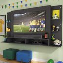 Ver imagem 1 de Painel Tv 60" Com Prateleiras De Vidro Brasil Multimóveis Br2739 Preto