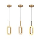 Ver imagem 7 de Luminaria Pendente Led 3w Sparkle Moderna Decorativa Dourada com Efeito Cristal Oval
